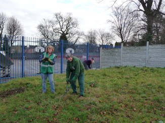 volunteers preparing the ground, Mallard Close